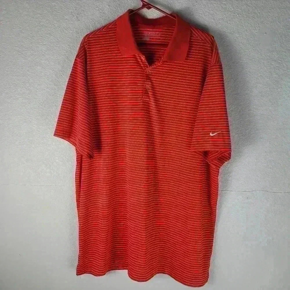 Lot Of 2 Nike Golf Shirt Mens 2XL Polo Dri Fit Standard Striped Grey Red - Picture 1 of 11
